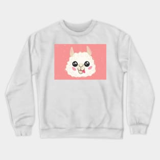 Cute Baby Llama Face Pattern Mask -Cute Baby Llama Illustration Gift - Great Gift For Her Crewneck Sweatshirt